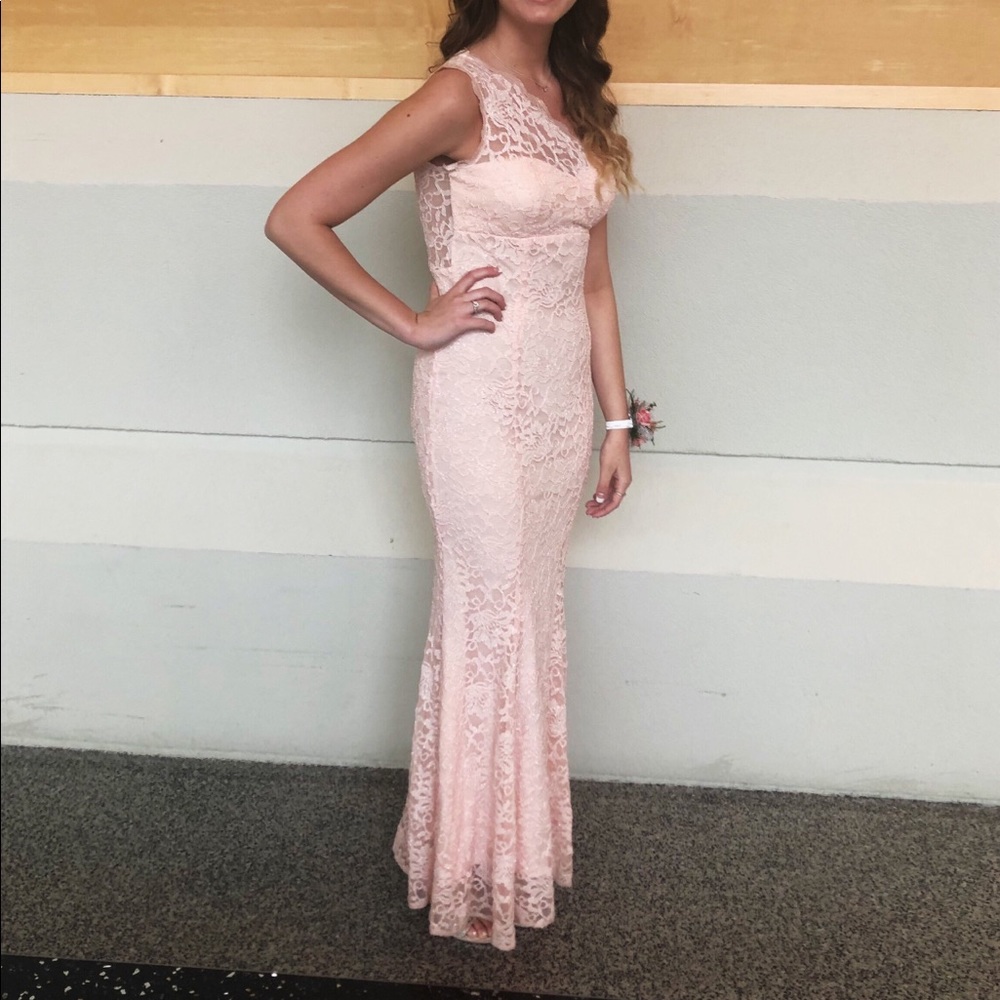 Pink Lace Prom Dress